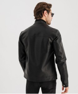 Blouson en cuir imitation avec fermeture zippée homme